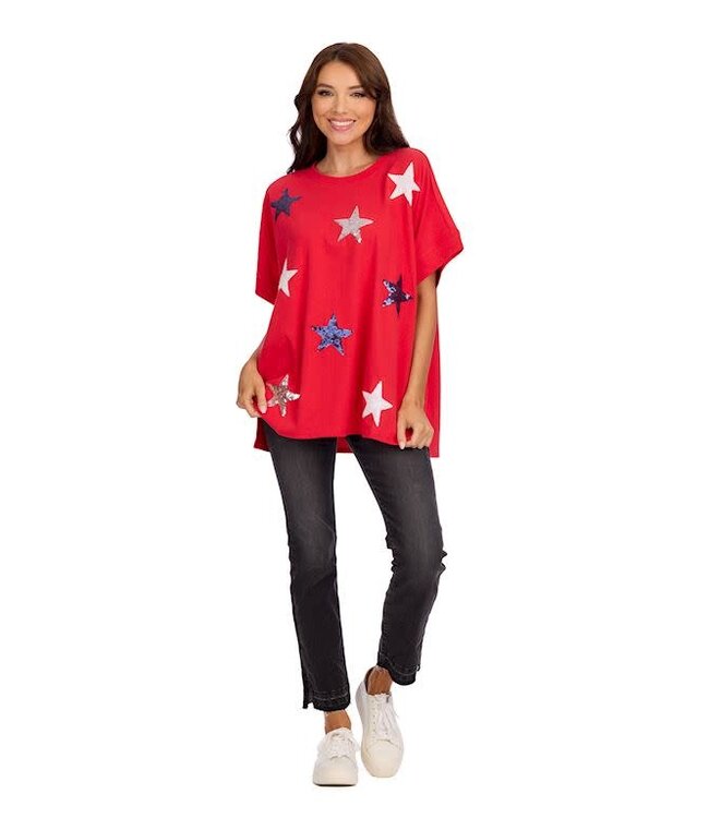 Mud Pie 4th Of July Sparkle Top-Rd