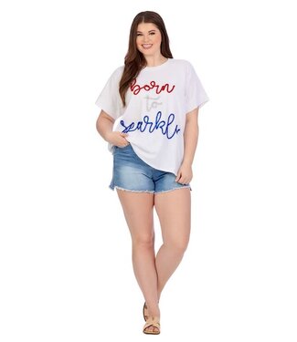 Mud Pie 4th Of July Sparkle Top-Wh