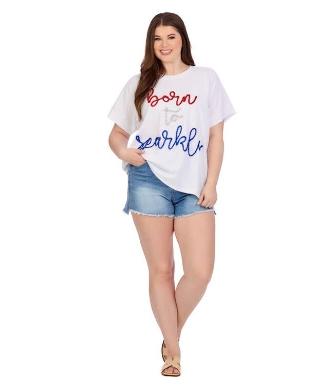 Mud Pie 4th Of July Sparkle Top-Wh