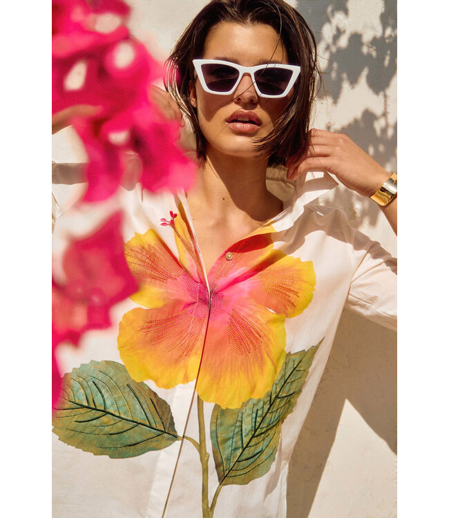 Joseph Ribkoff Embroidered Flower Cotton Shirt