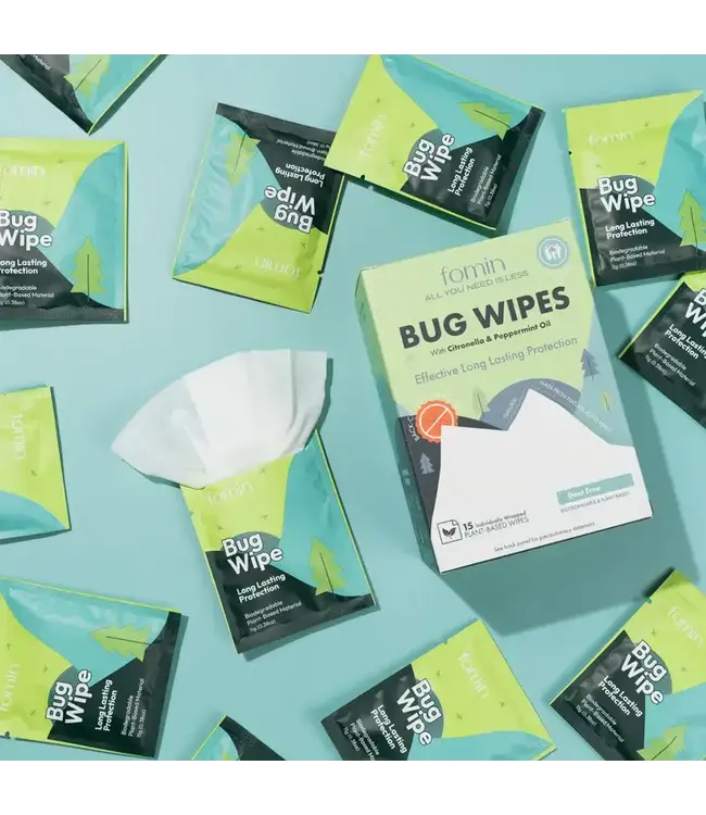 Bug Repellent Wipes - Peppermint Oil & Citronella (15 Count Pack)