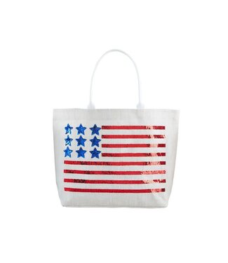 Mud Pie 4th Of July Sparkle Tote-Wh