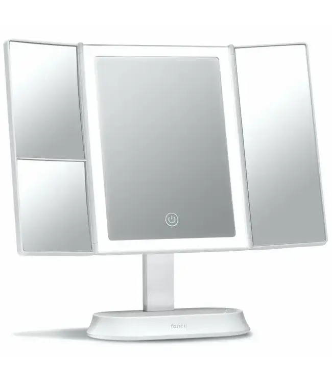 Trifold White Vanity Compact Mirror - LED