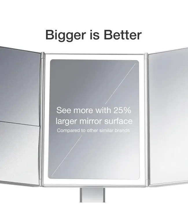 Trifold White Vanity Compact Mirror - LED