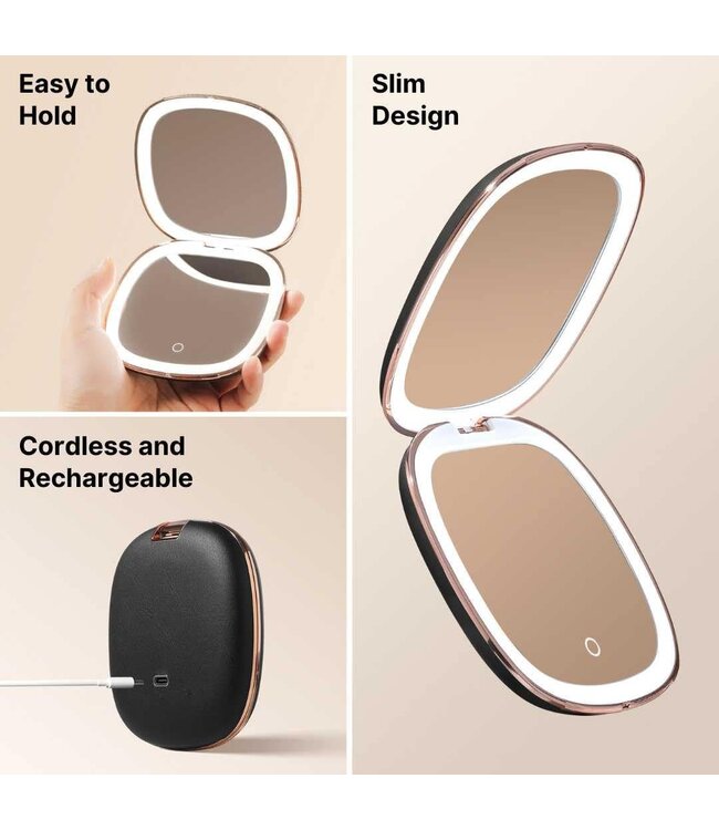 Compact Mirror with LED Lights Mila II | Midnight Majesty