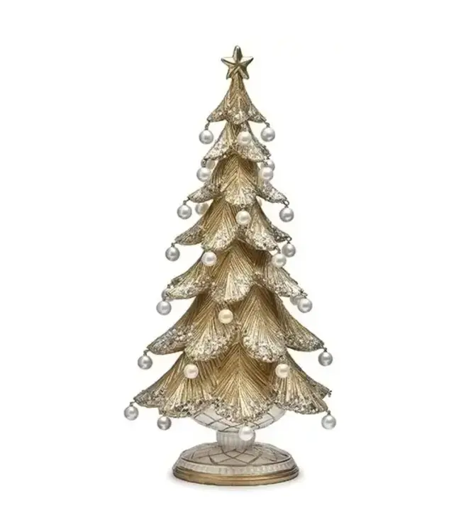 Hand Painted Gold Tree with Pearl Drops Décor Piece