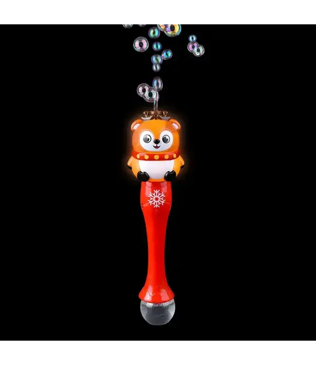 Light-Up Reindeer Bubble Wand 13.5" Memorable Holiday Fun!