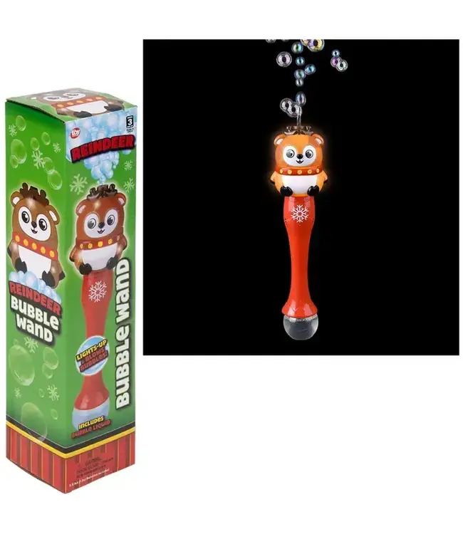 Light-Up Reindeer Bubble Wand 13.5" Memorable Holiday Fun!