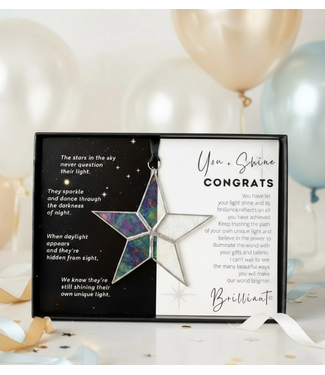 Congrats Handmade Stained Glass Star