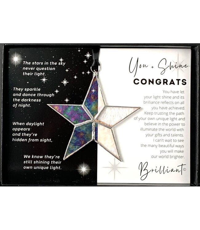 Congrats Handmade Stained Glass Star