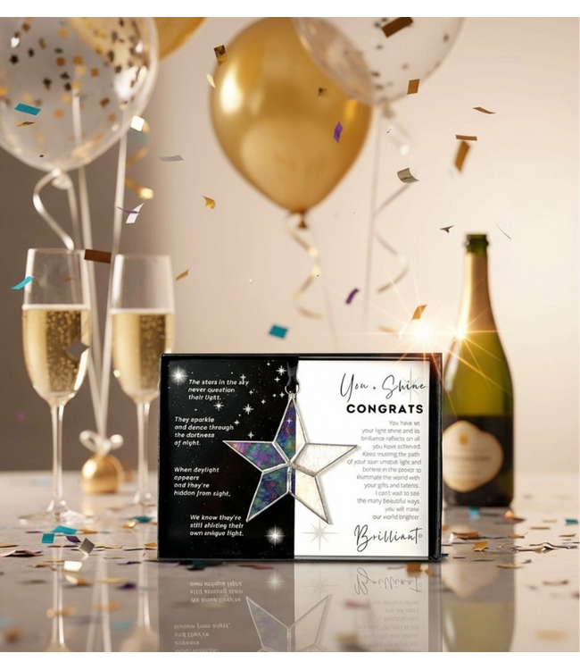 Congrats Handmade Stained Glass Star