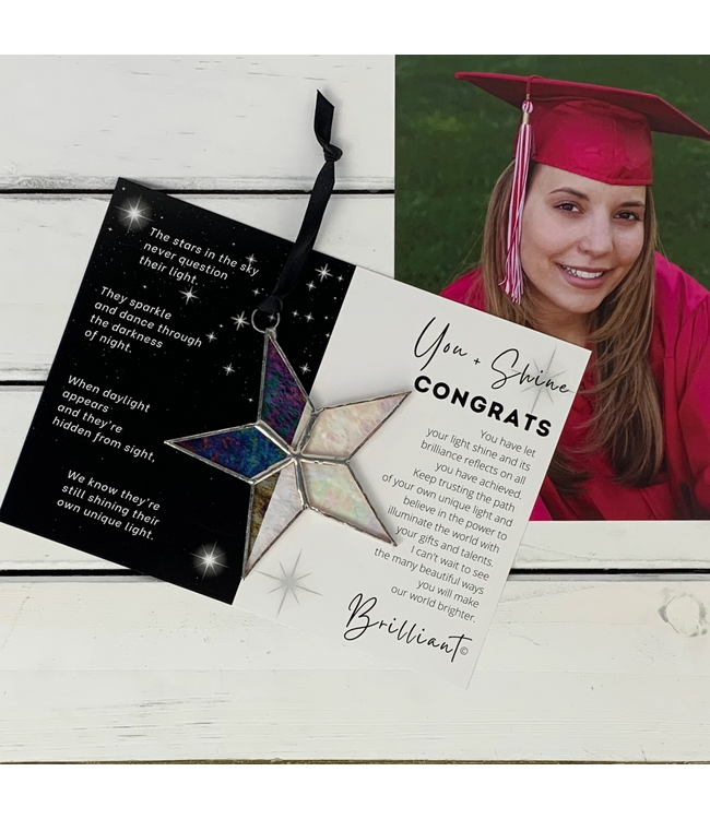 Congrats Handmade Stained Glass Star