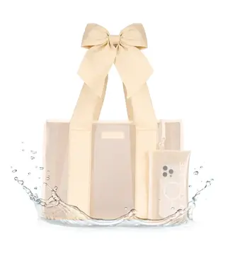 Ecru Raffia Bow Jelly Tote Bag