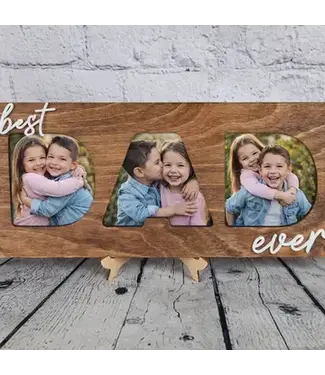 Best Dad Ever 3-Photo Picture Frame White/Walnut