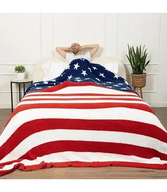 Big Blanket Co PREMIER PLUSH BLANKET - STARS & STRIPES 8'8