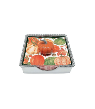 Mariposa 1285-C Orange Pumpkin Beaded Napkin Box Set