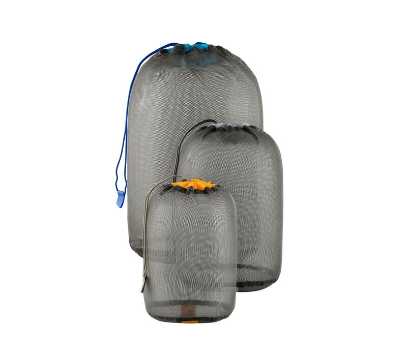 Mesh Stuff Sack Set Multi 3-sack Beluga [1] 3L Orange, [1] 5L Blue, [1] 8L Grey
