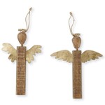 Mud Pie Gold Wood Angel Ornament Long Wings