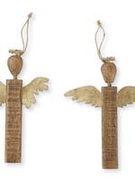 Mud Pie Gold Wood Angel Ornament Long Wings