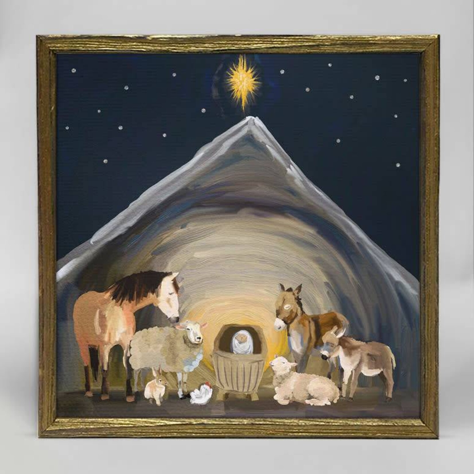 6x6 Embellished Canvas Nativity Manger - Oak & Willow