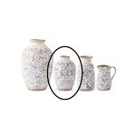 K & K Interiors 10" Vintage Blue & White Ceramic Vase