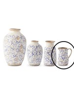 K & K Interiors 7.25" Vintage Blue & White Ceramic Vase