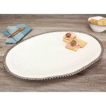 Pampa Bay Salerno Large Oval Platter White with Silver Edge