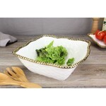 Pampa Bay Large Square Salad Bowl White/Gold
