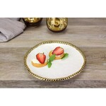 Pampa Bay Golden Salerno Round Appetizer/Dessert Plate White/ Gold