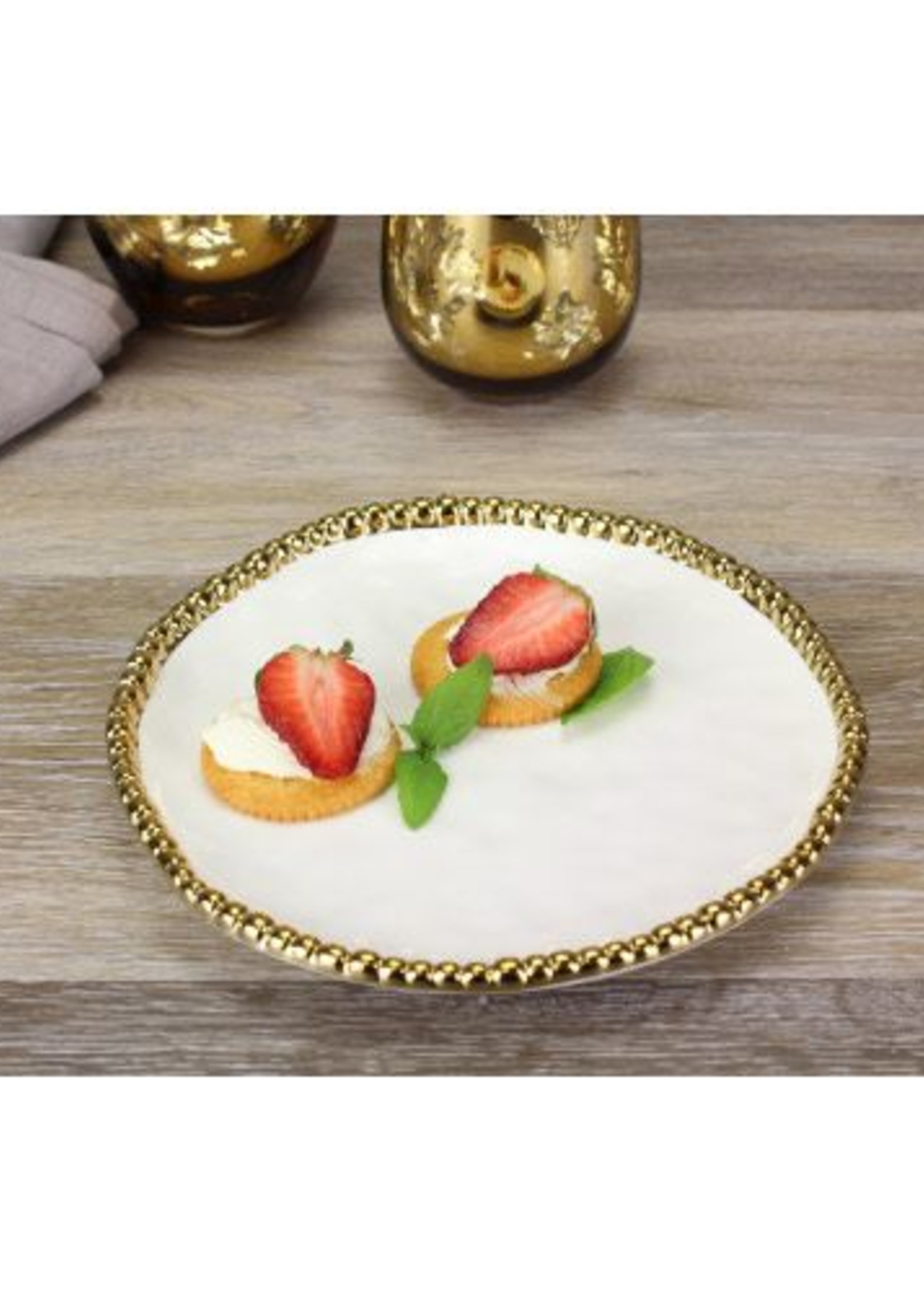 Pampa Bay Round Appetizer/Dessert Plate White/ Gold