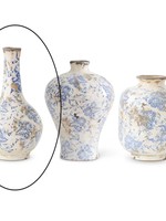 K & K Interiors 8.25 inch Blue and White Ceramic Vase