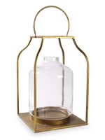 K & K Interiors 27" Lantern w/  Gold Finish & Glass Hurricane