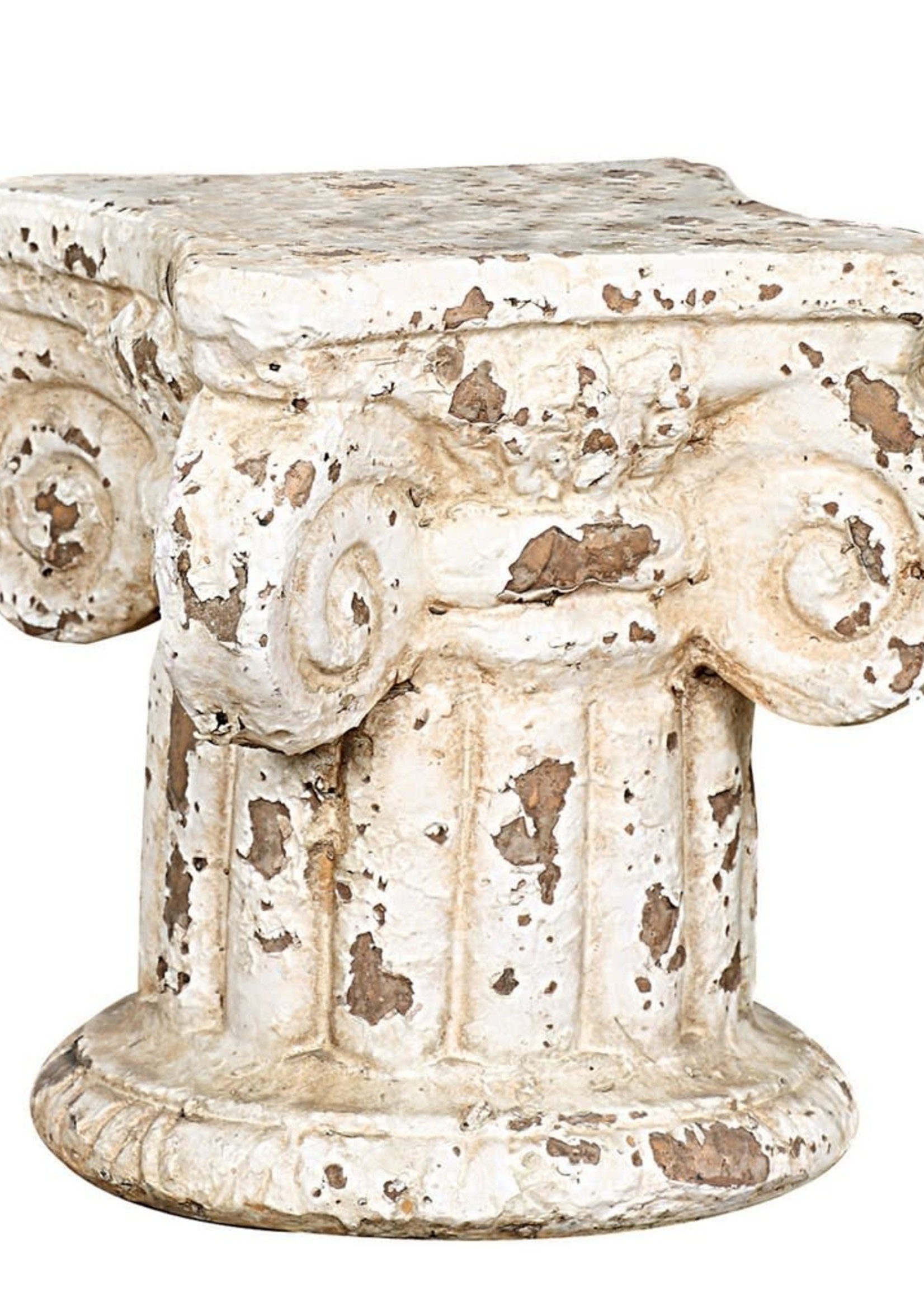 Creative Co-Op 7"H Terra-cotta Column Pedestal, Distressed Cream