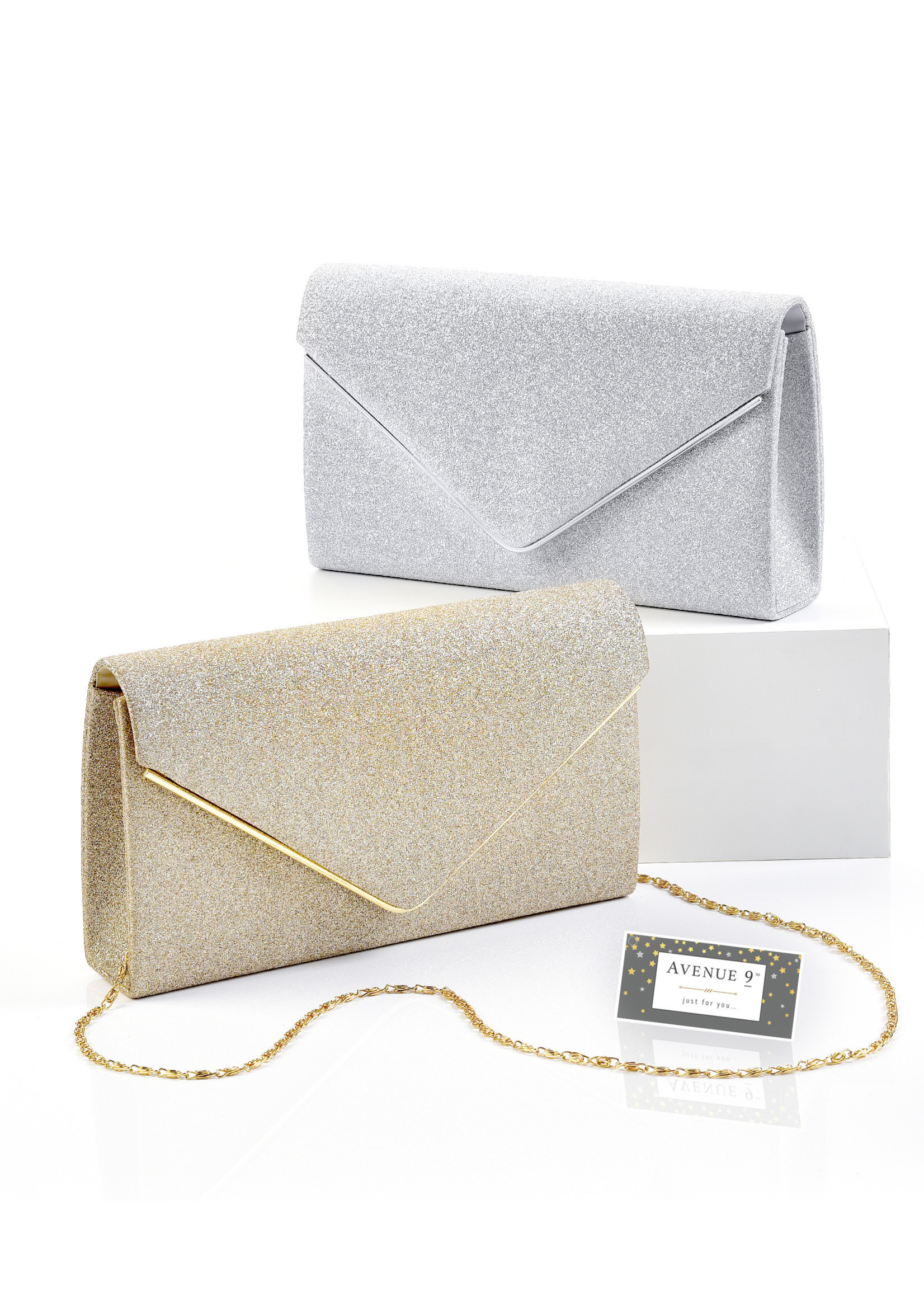 Giftcraft Glittered Polyester Evening Bag Silver