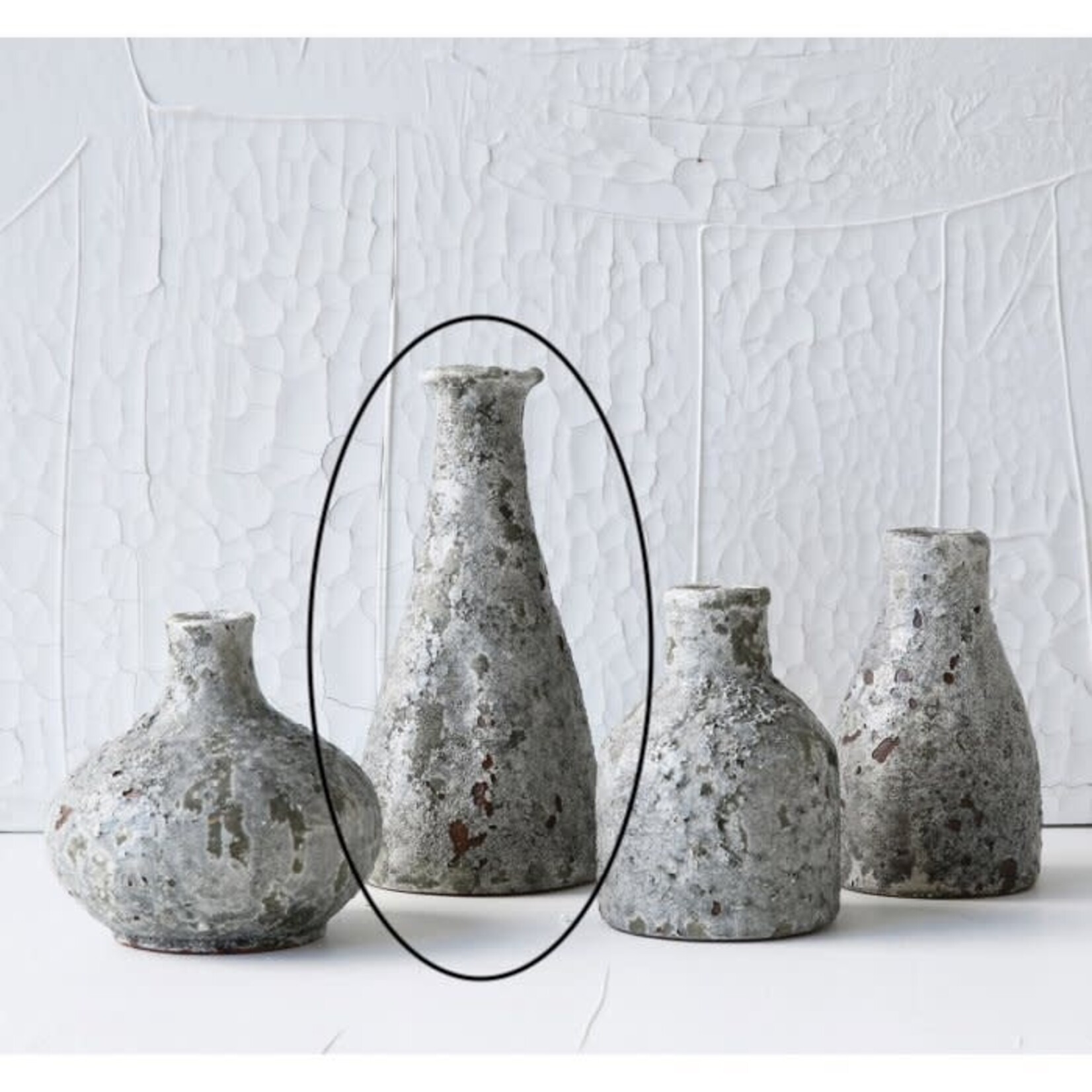 Creative Co-Op 9" Terra-cotta Vase Heavily Distressed Grey