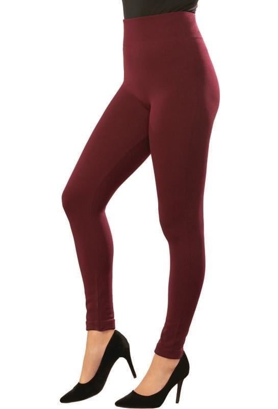 Fleece Lined Leggings - Burgundy 