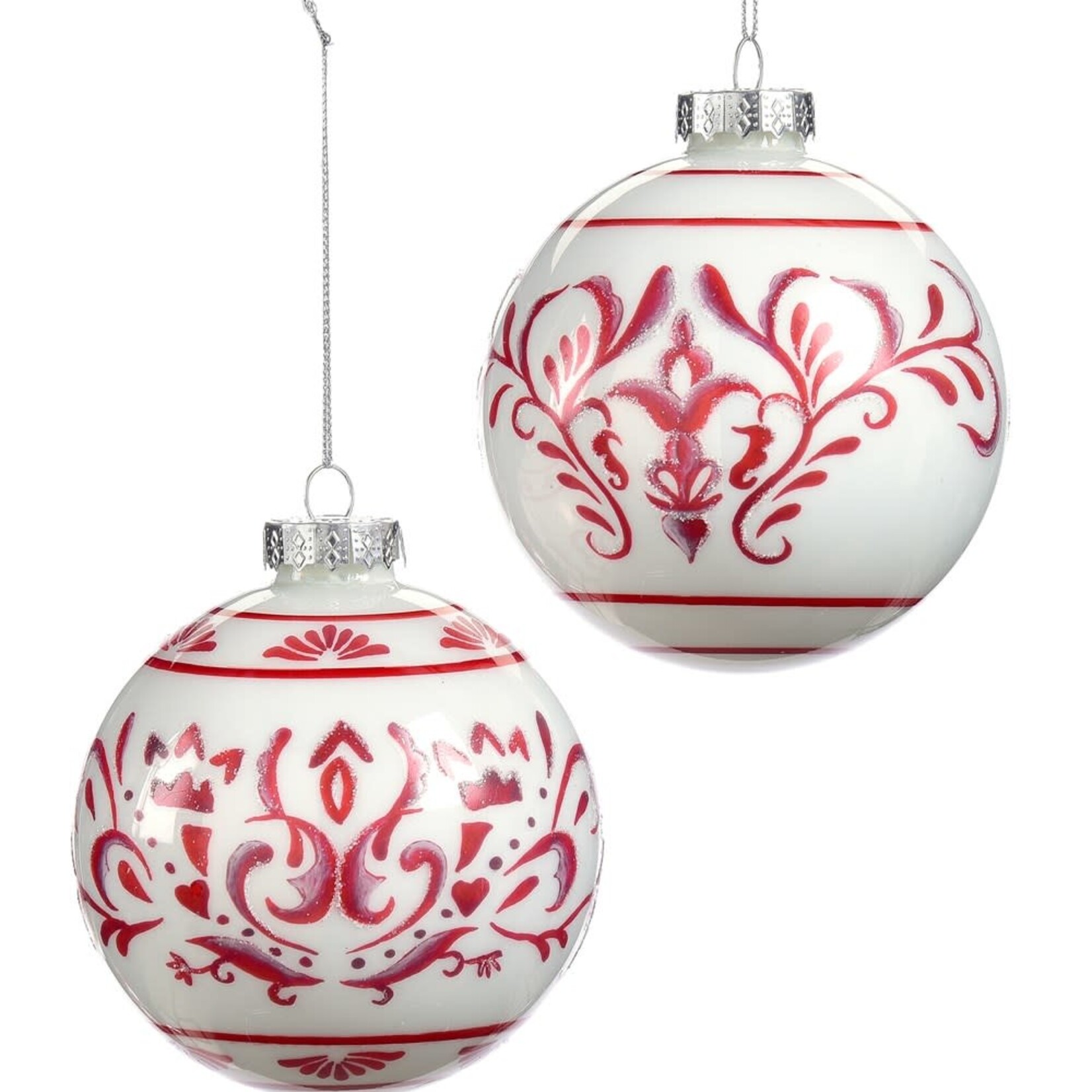 Giftcraft Orb Ornament w Red Pattern Asst.