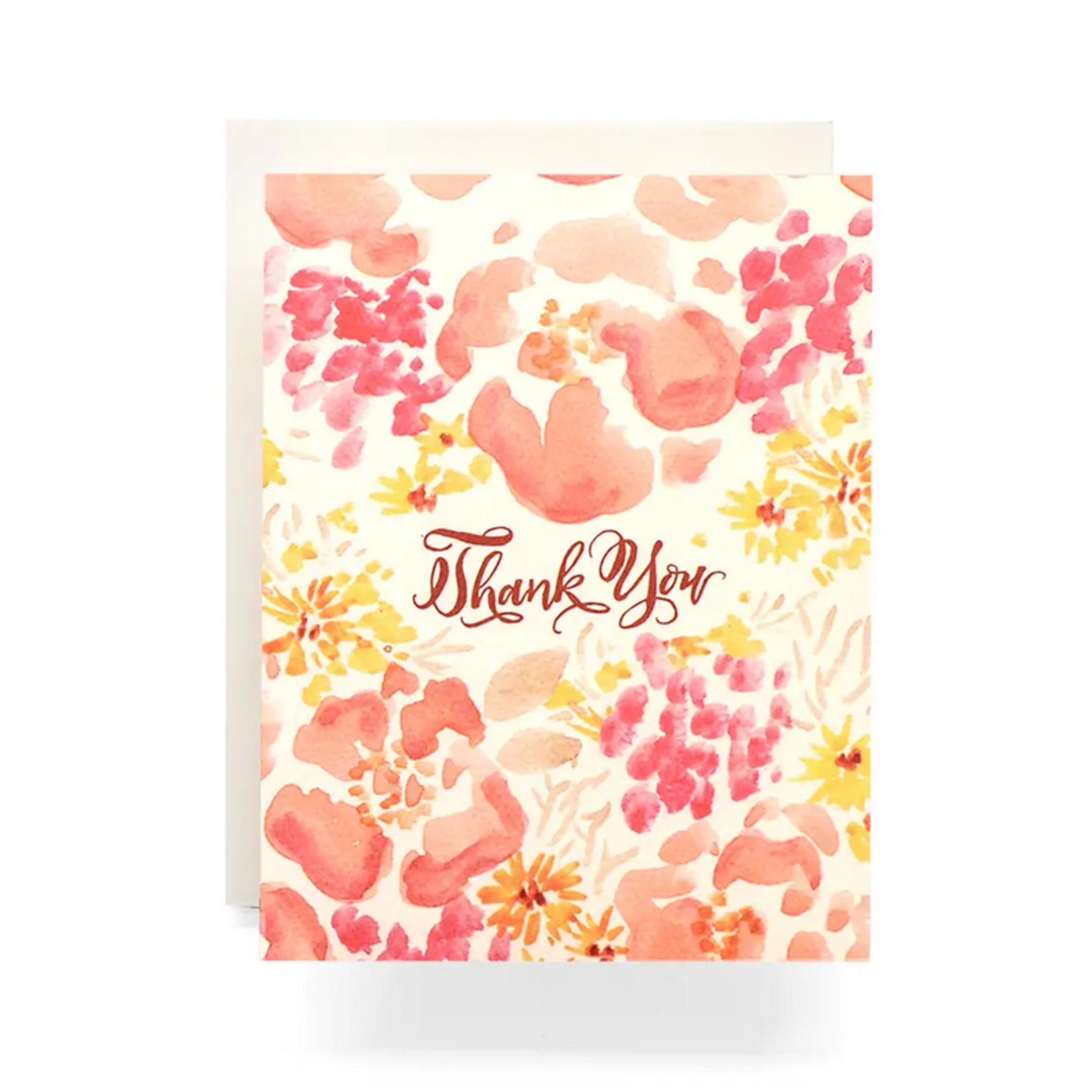 Antiquaria Coral Poppies Thank You Greeting Card