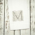 Crown Linen Designs Monogram Linen White Taupe Towel