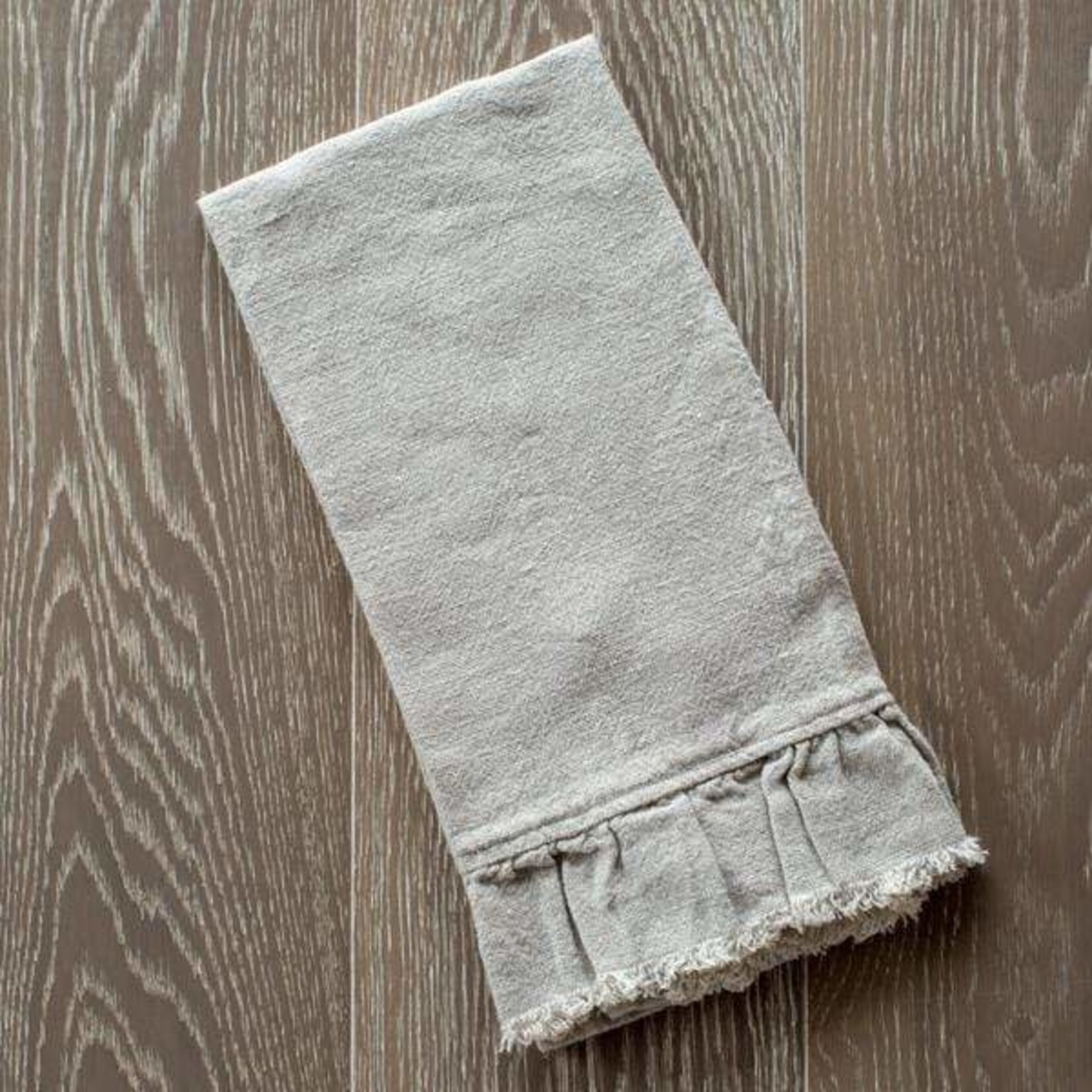 Crown Linen Designs Provence Ruffle and Fringe Towel - Natural