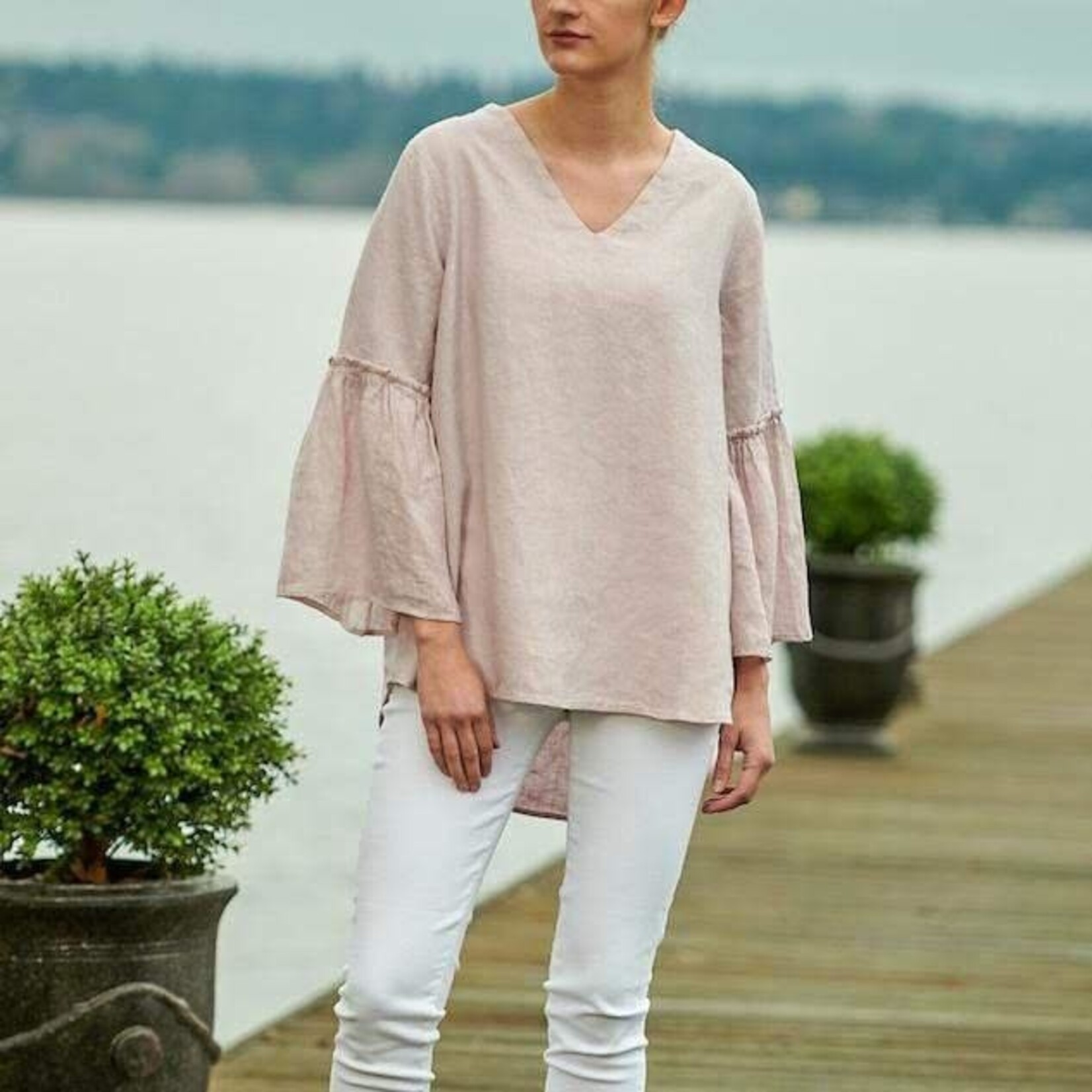 Crown Linen Designs Maya Top, Dusty Pink, S