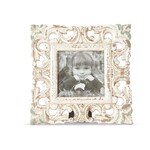 K & K Interiors 9.5" Square Whitewashed Carved Photo Frame