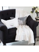 Crown Linen Designs Off White Ruffle and Fringe Throw