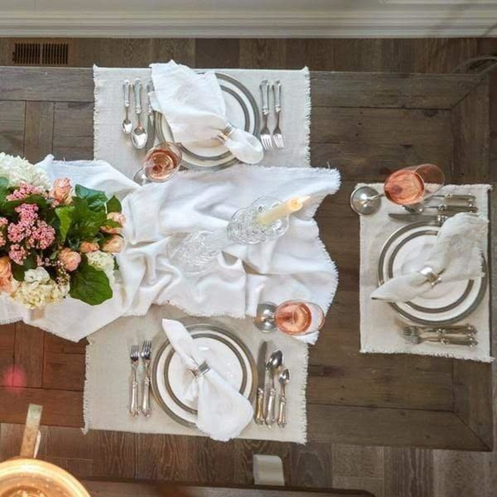 Crown Linen Designs Provence Line Table Runner 70" Off White