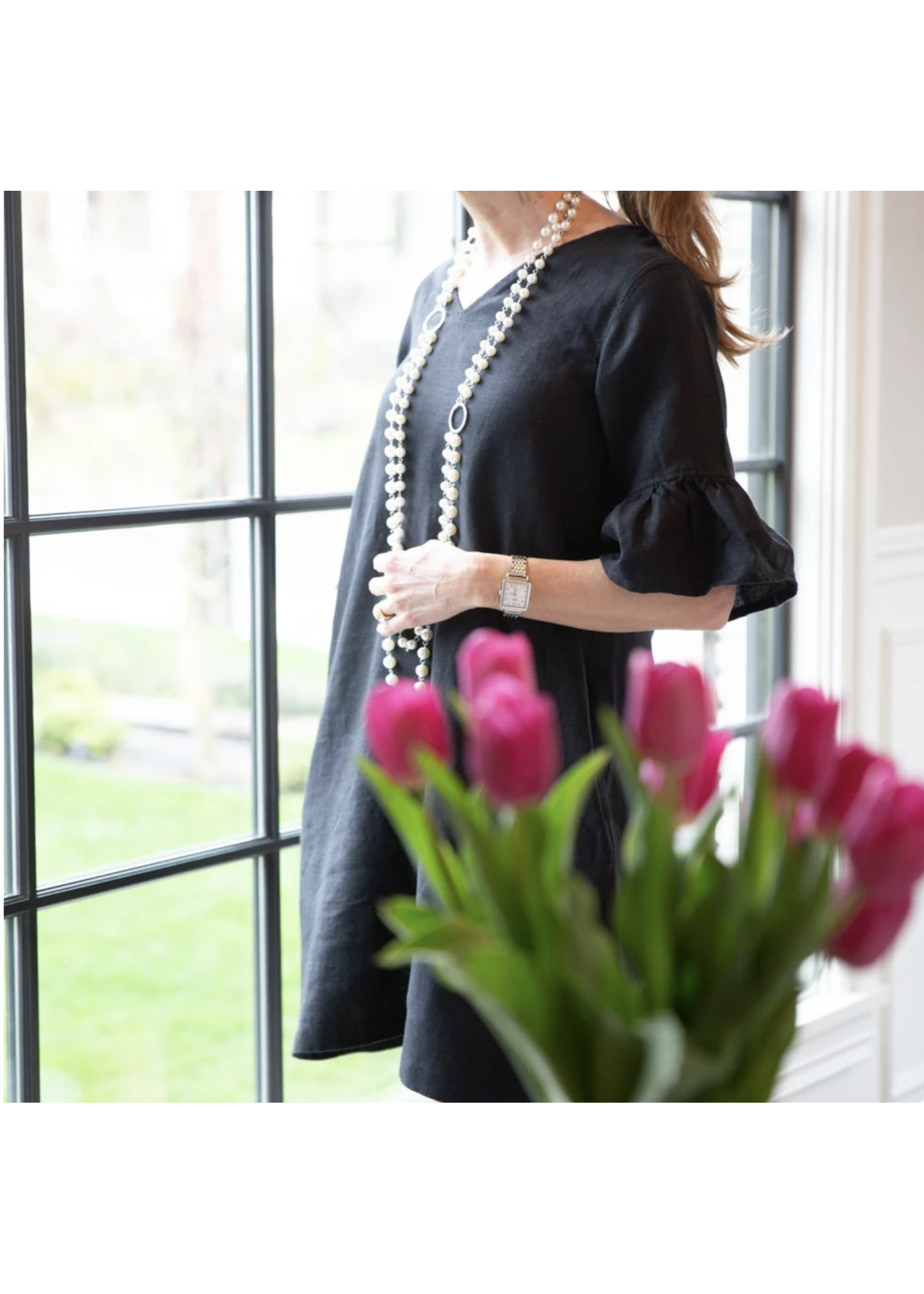Crown Linen Designs Bethany Dress Black / L