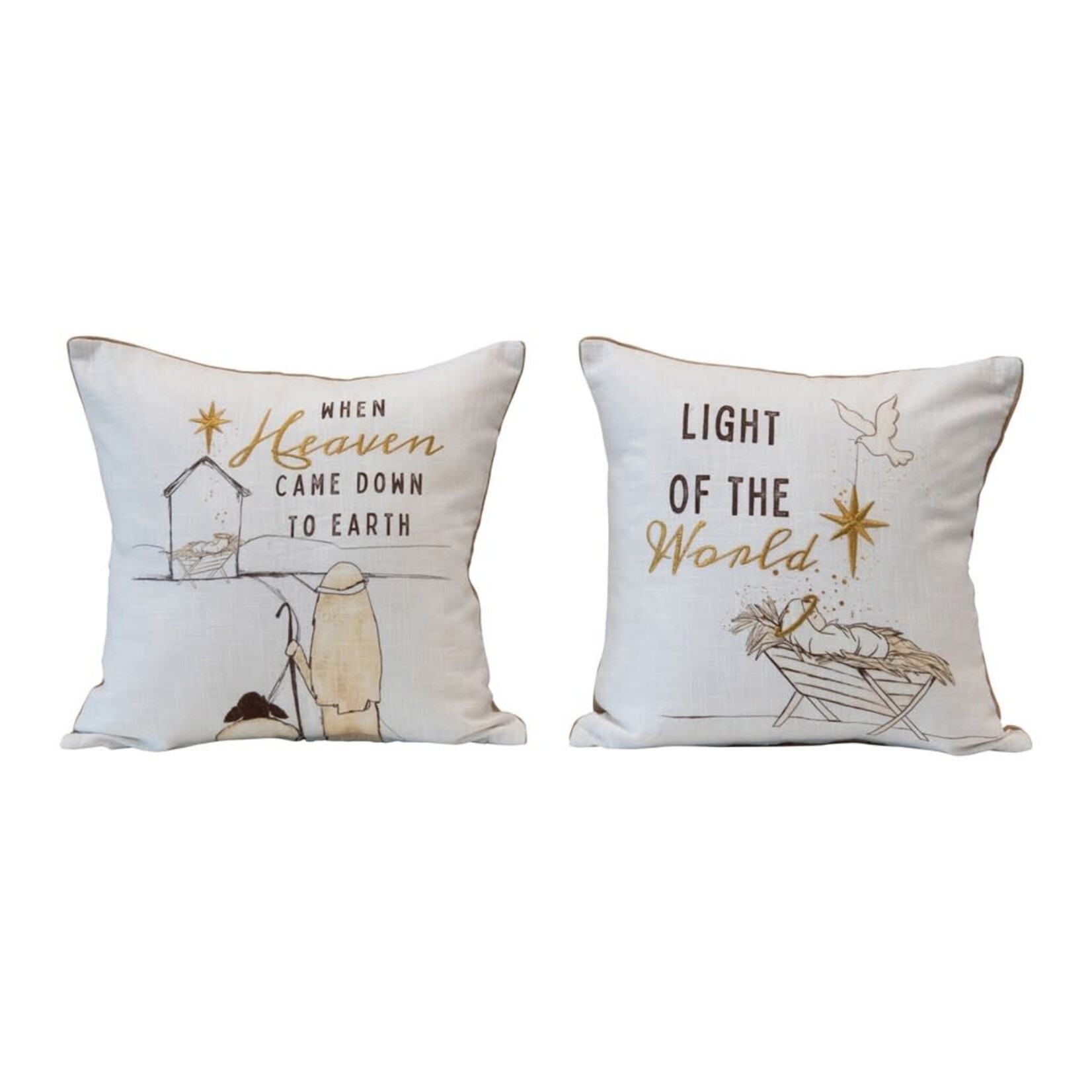 Creative Co-Op 16" Square Cotton Pillow Light of the World