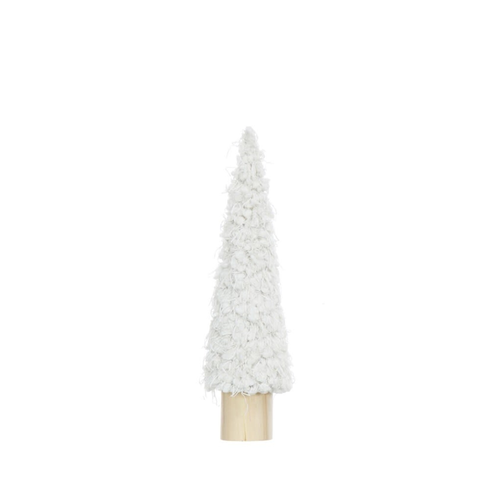 Creative Co-Op 3-1/2" Round x 14"H Fabric Cone Tree on Wood Base, Cream