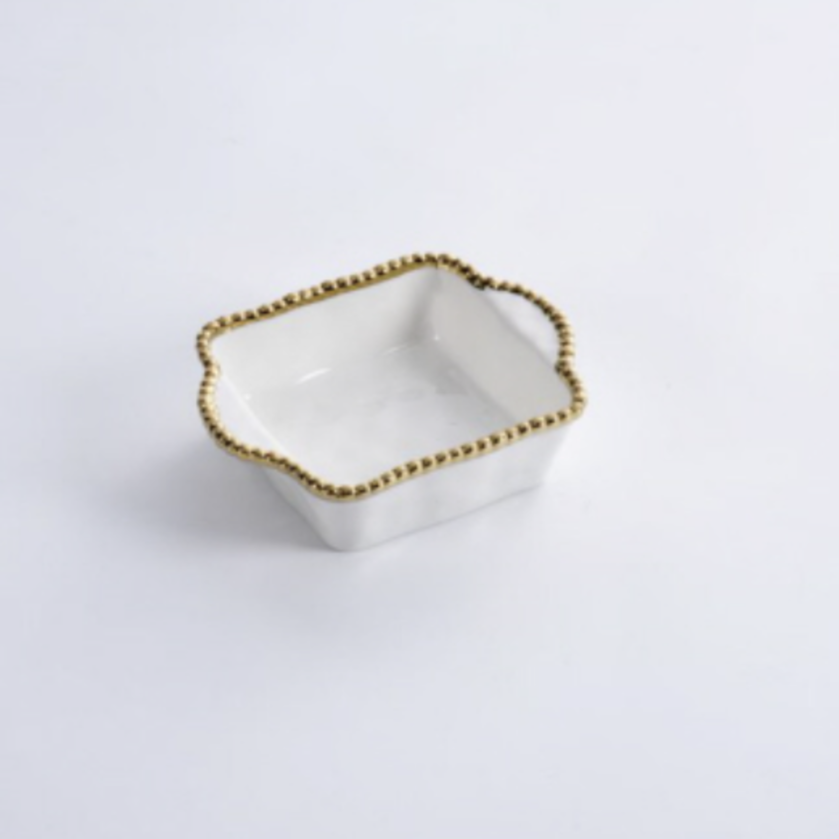 Pampa Bay Golden Salerno Square Individual Baking Dish -White/Gold