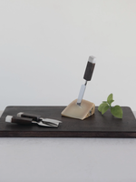 Creative Co-Op Acacia Wood Cheese/Cutting Board w Inset Wood and Marble Set