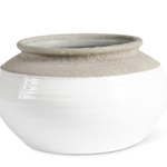 K & K Interiors White and Natural Stone Cermaic Pot Large